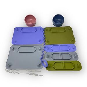 Busy Baby Feeding Lot Mat Bowl Mini Mat Bungees Silicone Suction Placemat